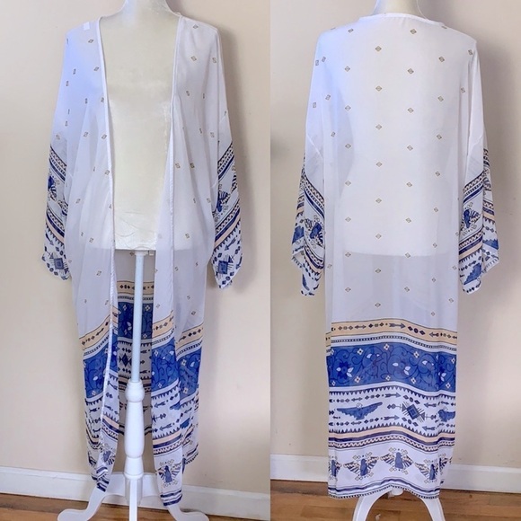 boutique open front printed kimono - Picture 1 of 7